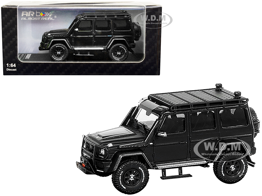 2017 Mercedes-Benz G-Class 4x4 Brabus 550 Adventure Matt Black with Carbon Hood with Roof Rack "AR Box" Series 1/64 Diecast Model Car by Almost Real