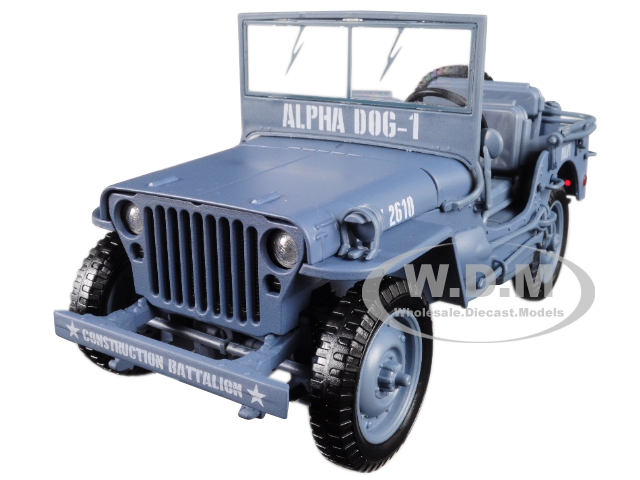 1941 Willys Mb Jeep Wwii "navy" Blue Grey 1/18 Diecast Model Car By Autoworld