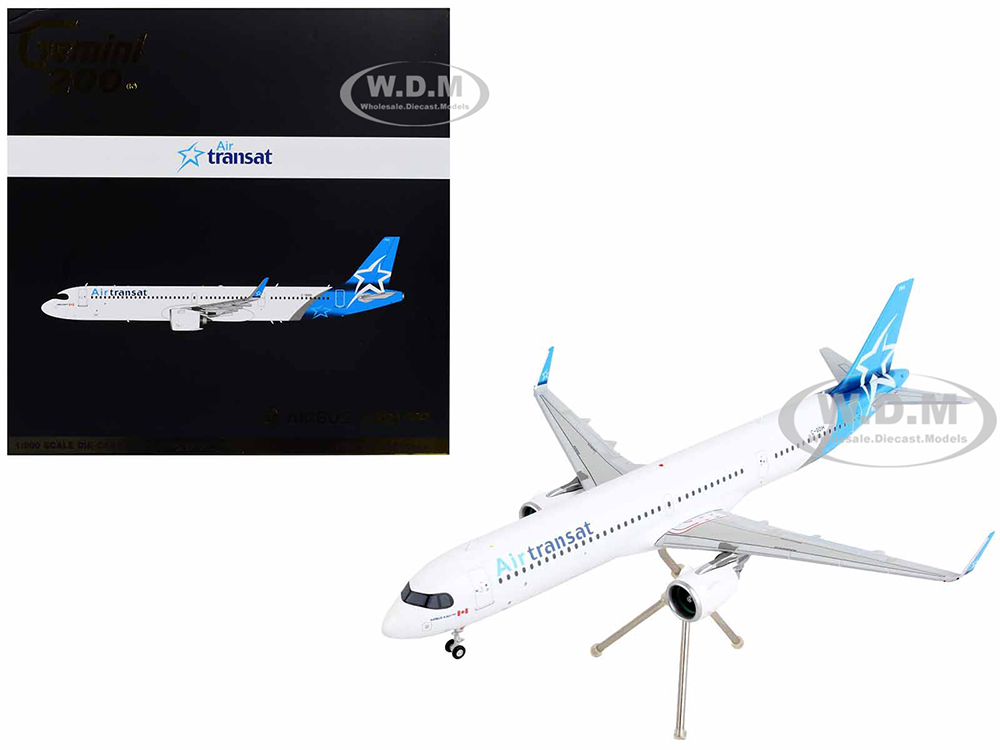 Airbus A321neo Commercial Aircraft "Air Transat" White with Blue Tail "Gemini 200" Series 1/200 Diecast Model Airplane by GeminiJets