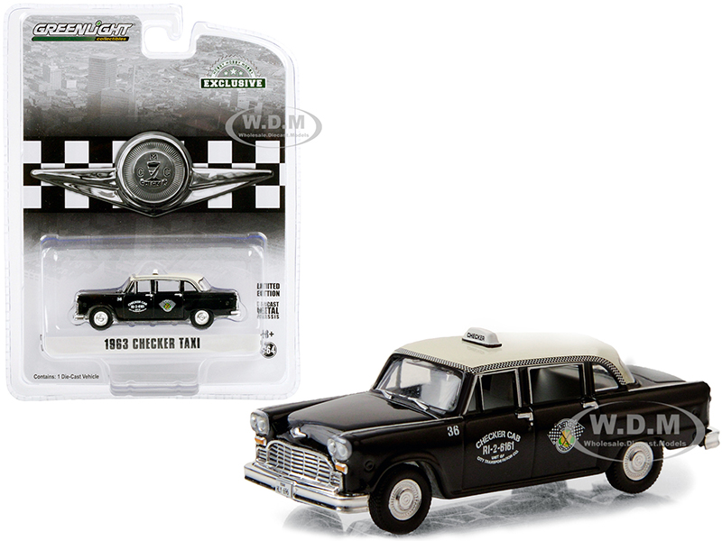 1963 Checker Taxi Black with Cream Top "Checker Cab" (Dallas Texas) "Hobby Exclusive" 1/64 Diecast Model Car by Greenlight