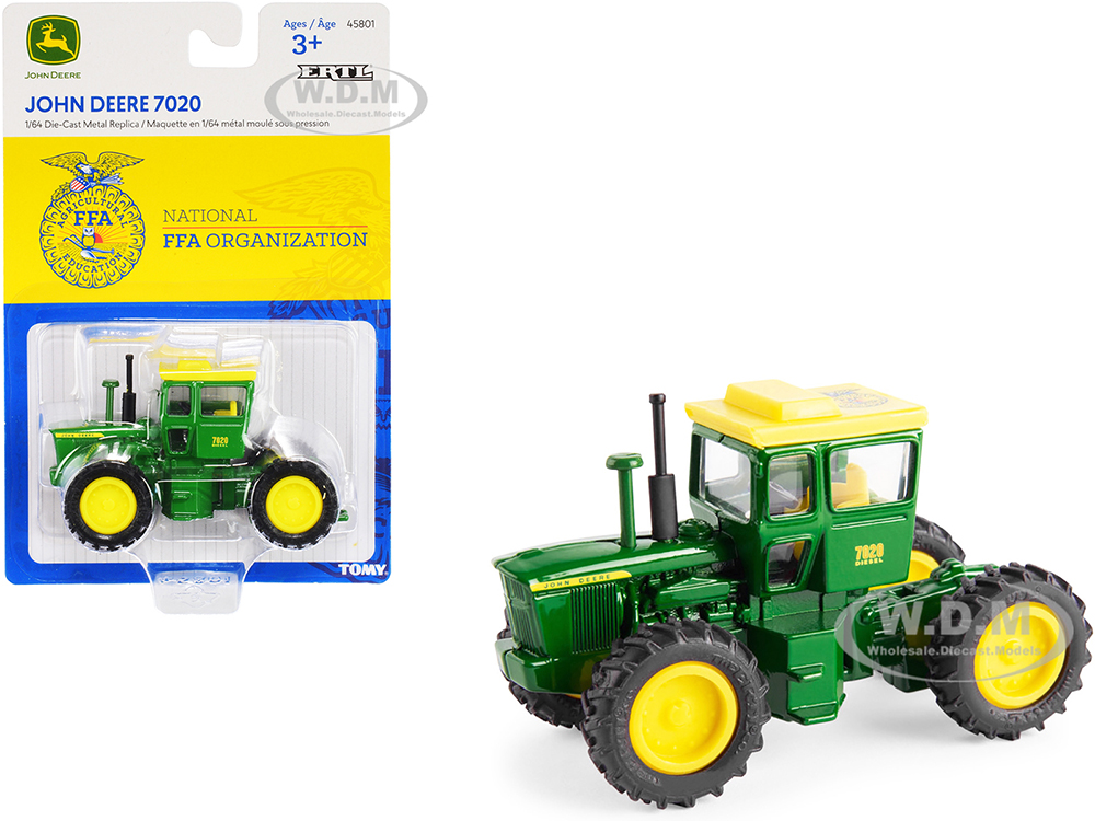 John Deere 7020 Tractor Green with Yellow Top with "National FFA Organization" Logo 1/64 Diecast Model by ERTL TOMY