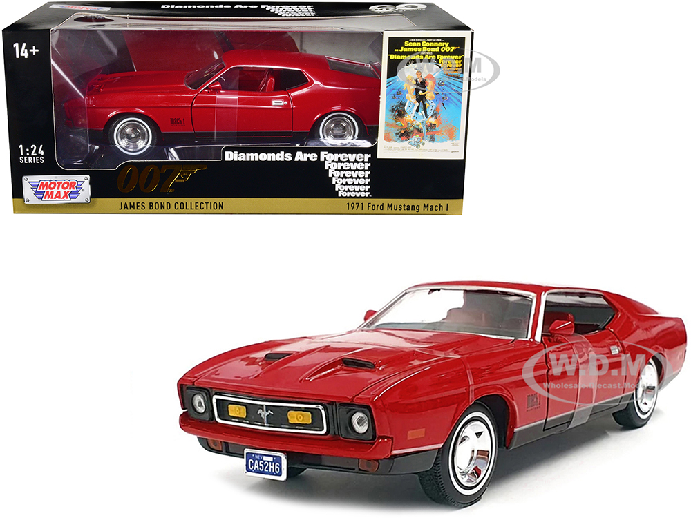 1971 Ford Mustang Mach 1 Red James Bond 007 "Diamonds are Forever" (1971) Movie "James Bond Collection" Series 1/24 Diecast Model Car by Motormax