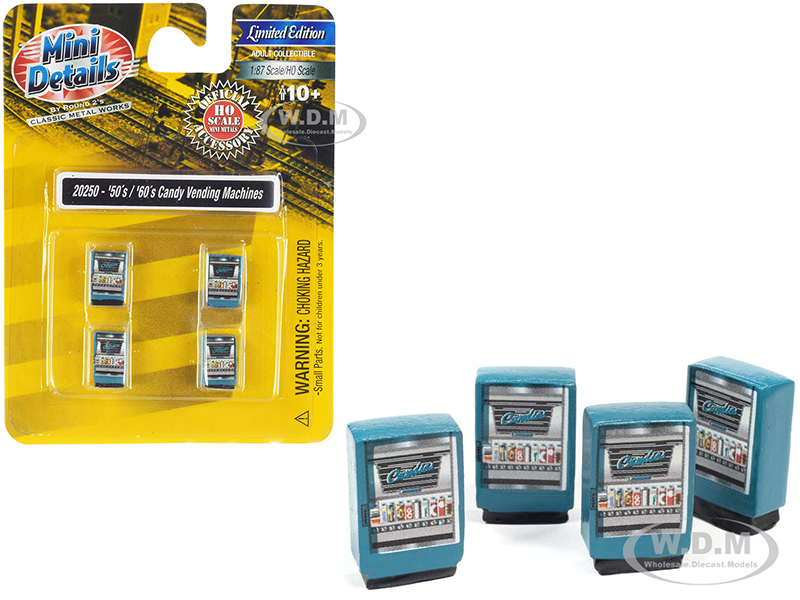 Image of 1950s-1960s Candy Vending Machines 4 piece Accessory Set for 1/87 (HO) Scale Models by Classic Metal Works