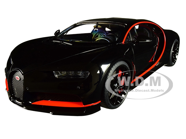 Bugatti Chiron Nocturne Black With Red Accents 1/18 Model Car By Autoart