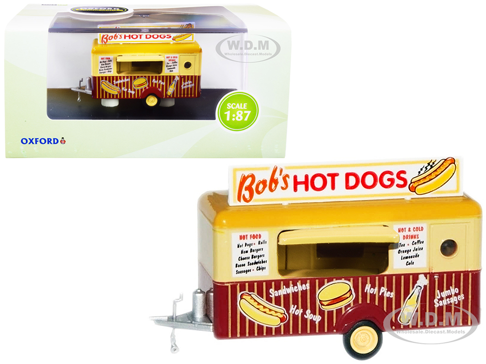 Bobs Hot Dogs Mobile Food Trailer 1/87 (HO) Scale Diecast Model By Oxford Diecast