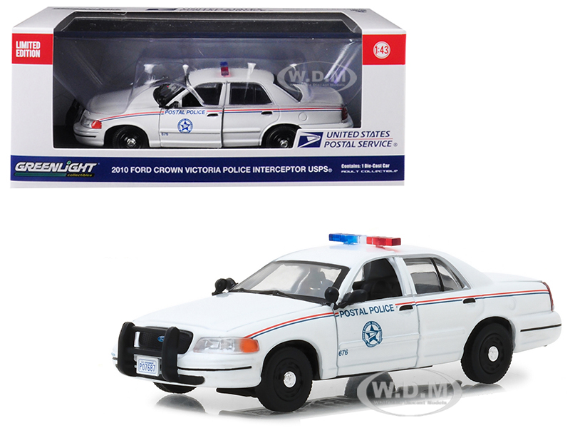 2010 Ford Crown Victoria Postal Police United States Postal Service (USPS) White 1/43 Diecast Model Car by Greenlight