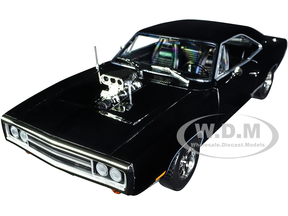 1970 Dodge Charger with Blown Engine Black Artisan Collection Series 1/18 Diecast Model Car by Greenlight