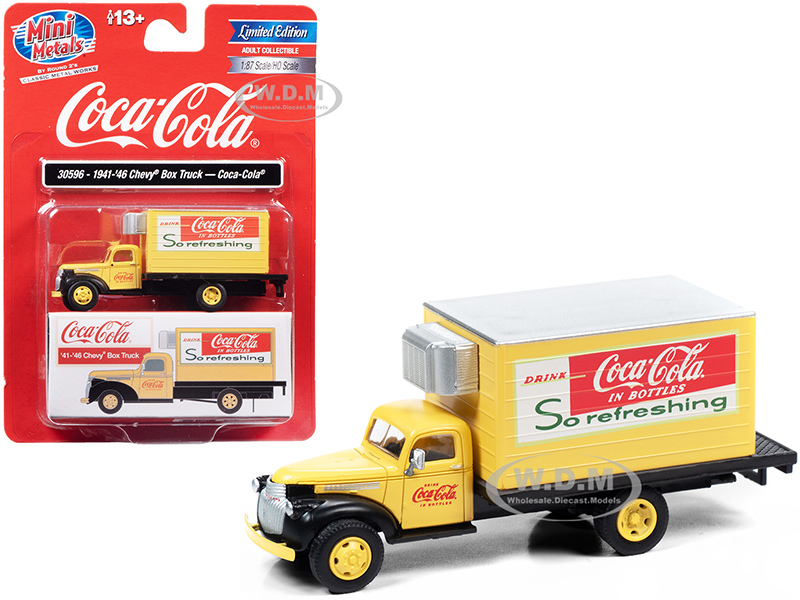 1941-1946 Chevrolet Box Truck Yellow "Coca-Cola" 1/87 (HO) Scale Model by Classic Metal Works