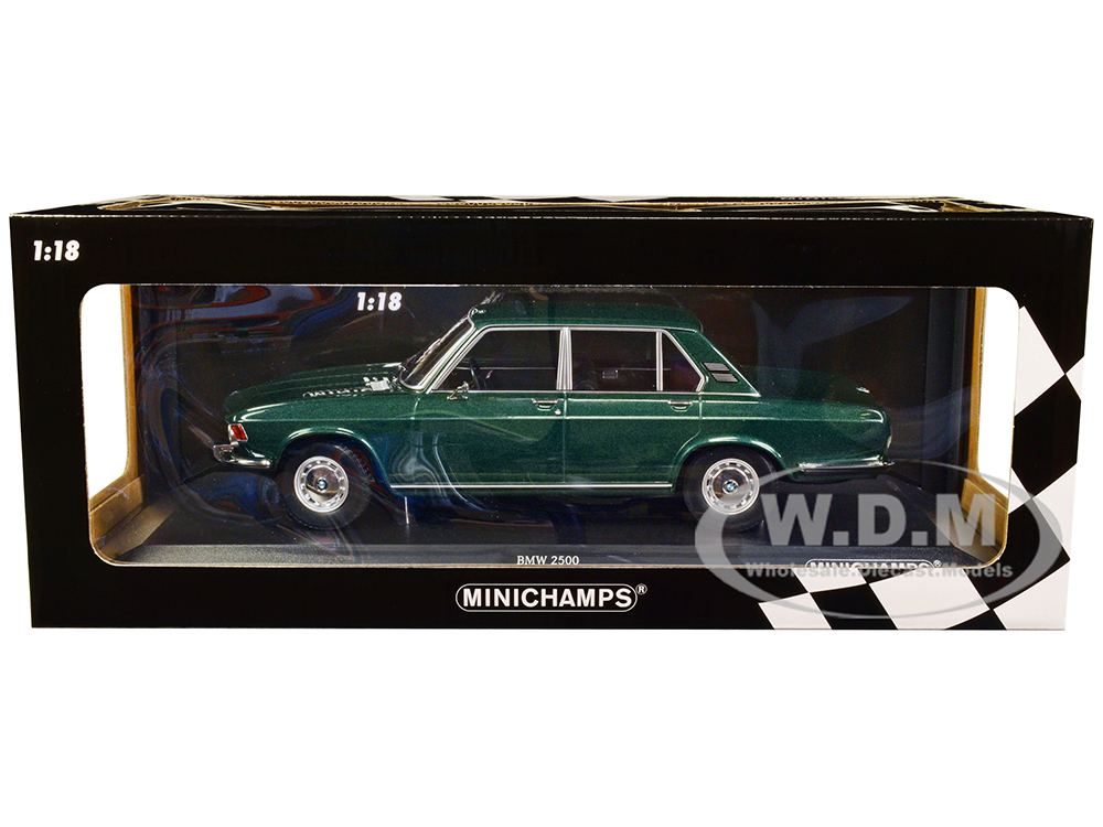 1968 BMW 2500 Green Metallic Limited Edition to 504 pieces Worldwide 1/18 Diecast Model Car by Minichamps