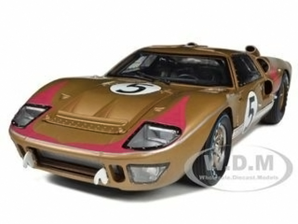 1966 Ford GT-40 MK II RHD (Right hand Drive) 5 Gold 24H of Le Mans 1/18 Diecast Model Car by Shelby Collectibles
