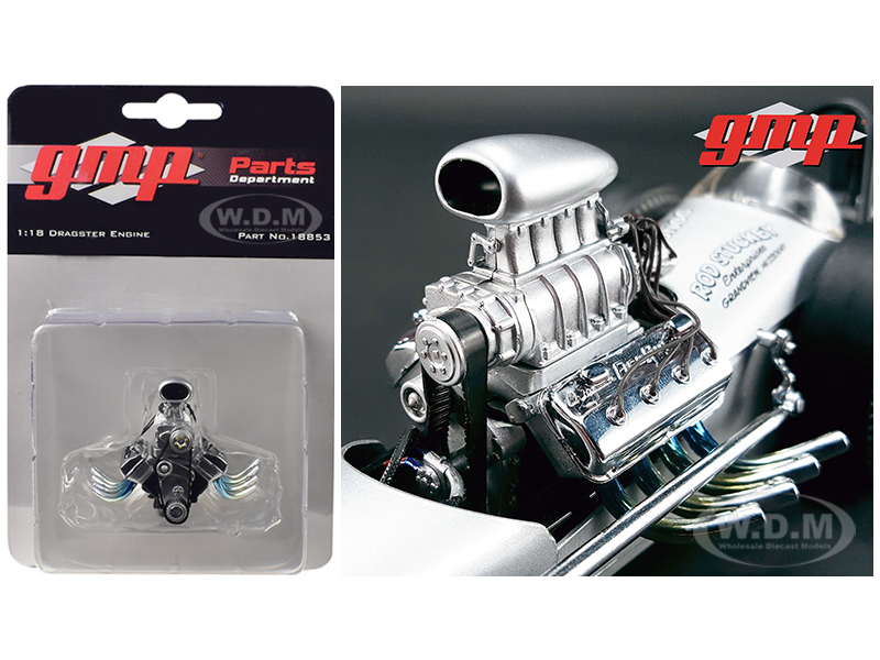 Blown Drag Engine And Transmission Replica From "the Chizler V" Vintage Dragster 1/18 Model By Gmp