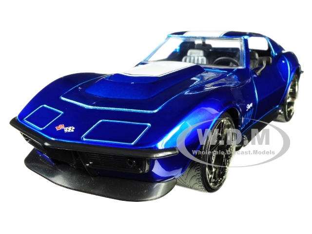 1969 Chevrolet Corvette Stingray ZL-1 Blue with White Stripe "Bigtime Muscle" 1/24 Diecast Model Car by Jada