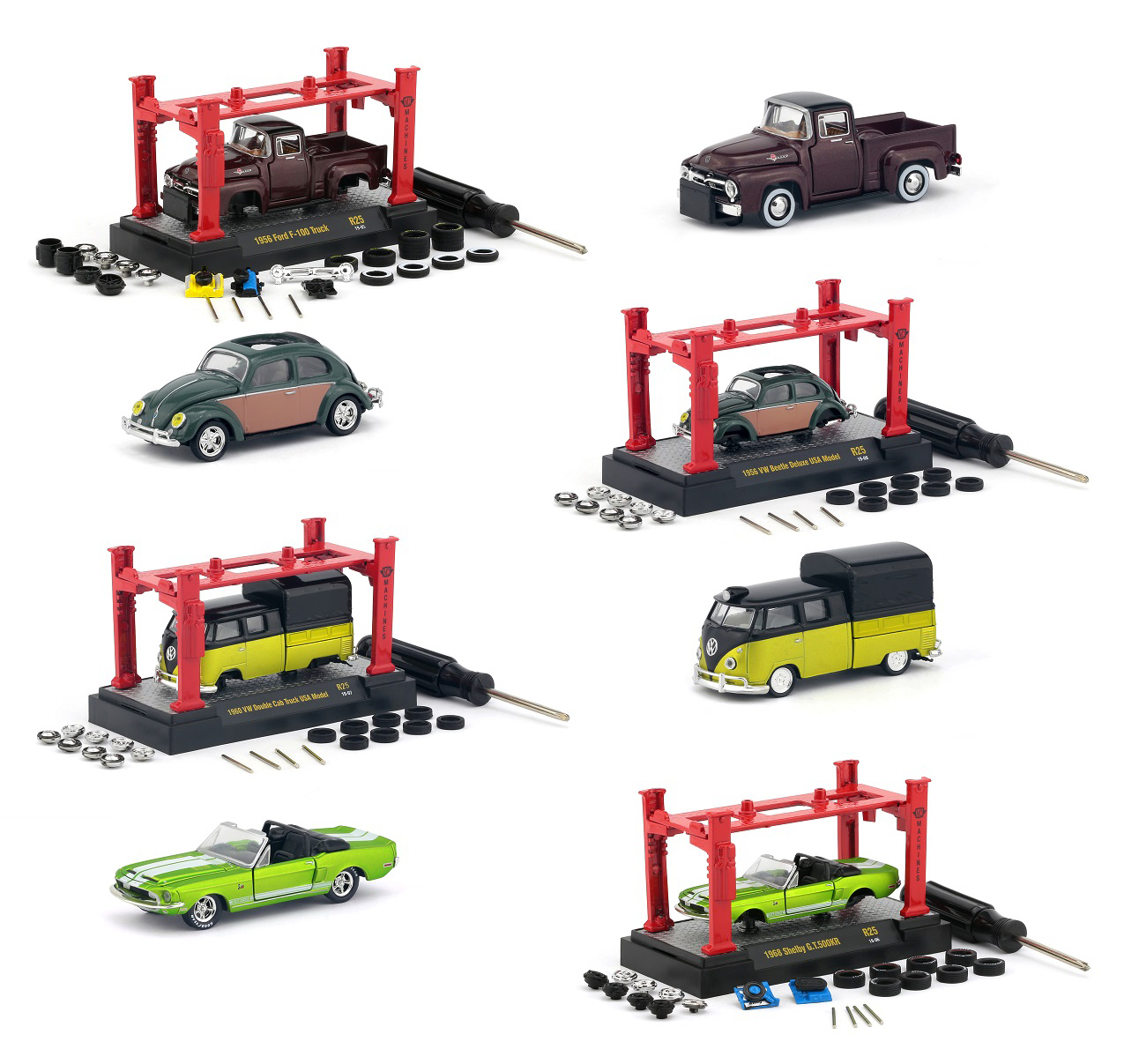 Model Kit 4 Piece Car Set Release 25 1/64 Diecast Model Cars By M2 Machines