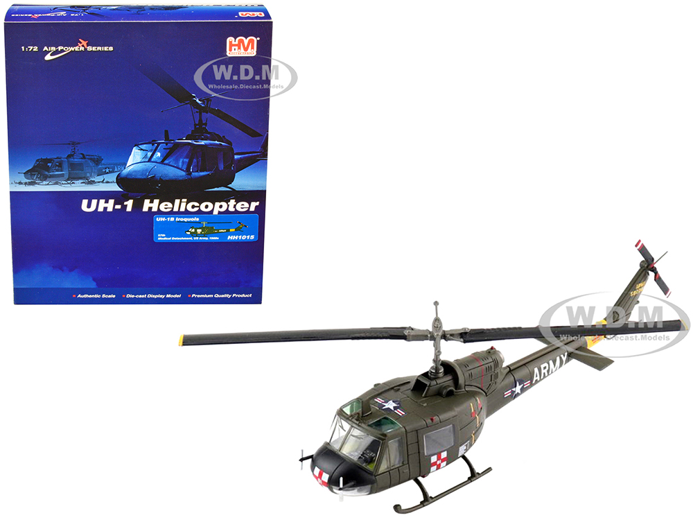 Bell UH-1B Iroquois Helicopter "57th Medical Detachment US Army" (1960s) "Air Power Series" 1/72 Diecast Model by Hobby Master