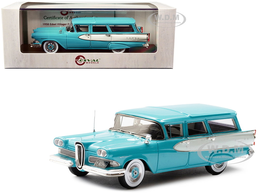 1958 Edsel Villager Four Door Station Wagon Blue with White Stripe Limited Edition to 250 pieces Worldwide 1/43 Model Car by Esval Models