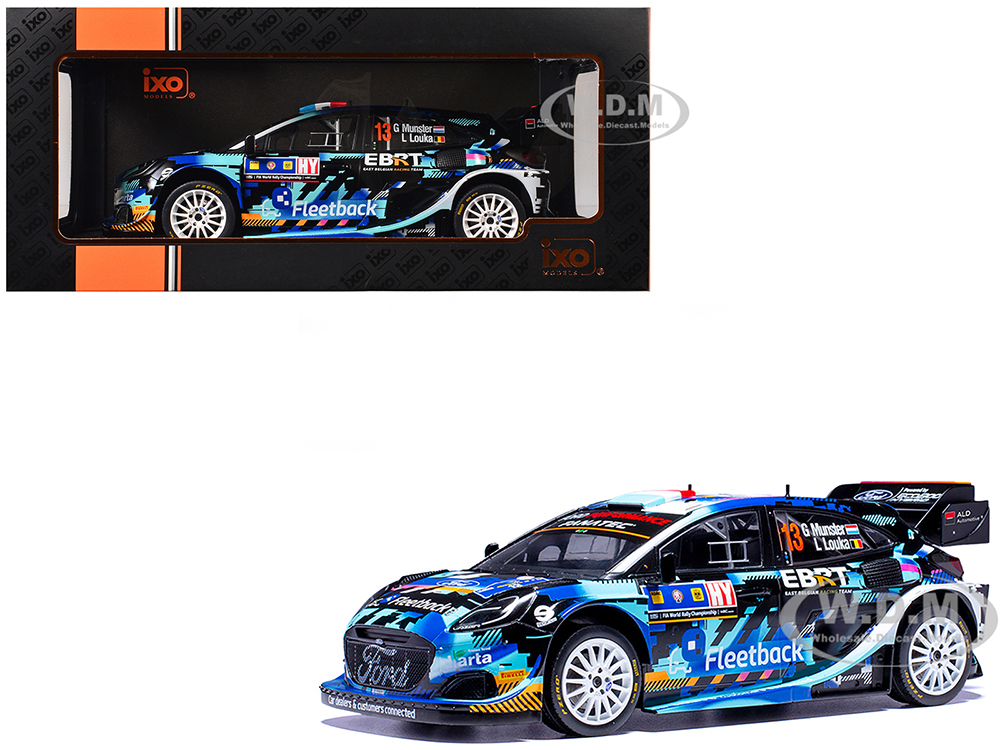 Ford Puma Rally1 #13 Gregoire Munster - Louis Louka Central European Rally (2023) 1/18 Diecast Model Car by IXO Models