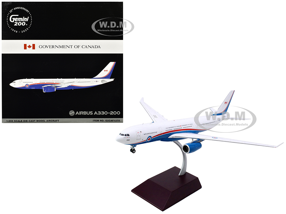 Airbus A330-200 Commercial Aircraft "Government of Canada - Royal Canadian Air Force" (330002) White and Blue with Red Stripes "Gemini 200" Series 1/