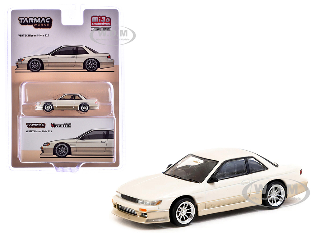 Nissan Silvia (S13) Vertex RHD (Right Hand Drive) White and Gold Lamley Special Edition Global64 Series 1/64 Diecast Model by Tarmac Works