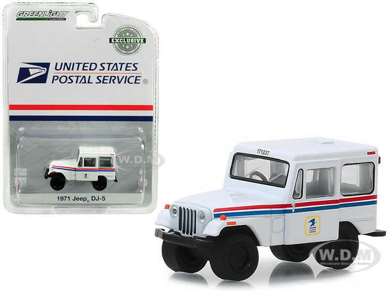 1971 Jeep DJ-5 White "United States Postal Service" (USPS) "Hobby Exclusive" 1/64 Diecast Model Car by Greenlight