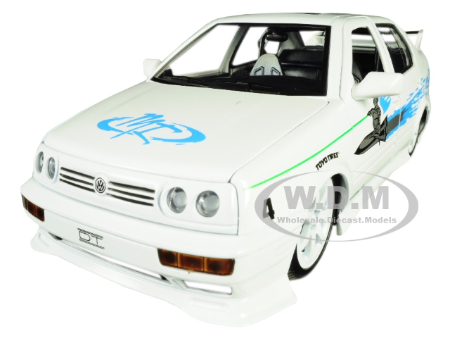 Jesses Volkswagen Jetta White with Graphics Fast &amp; Furious Movie 1/24 Diecast Model Car by Jada