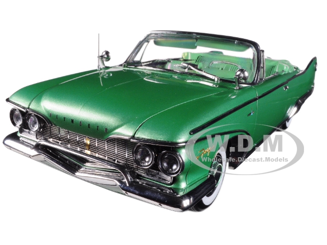 Image of 1960 Plymouth Fury Open Convertible Chrome Green Platinum Edition 1/18 Diecast Car Model by Sunstar