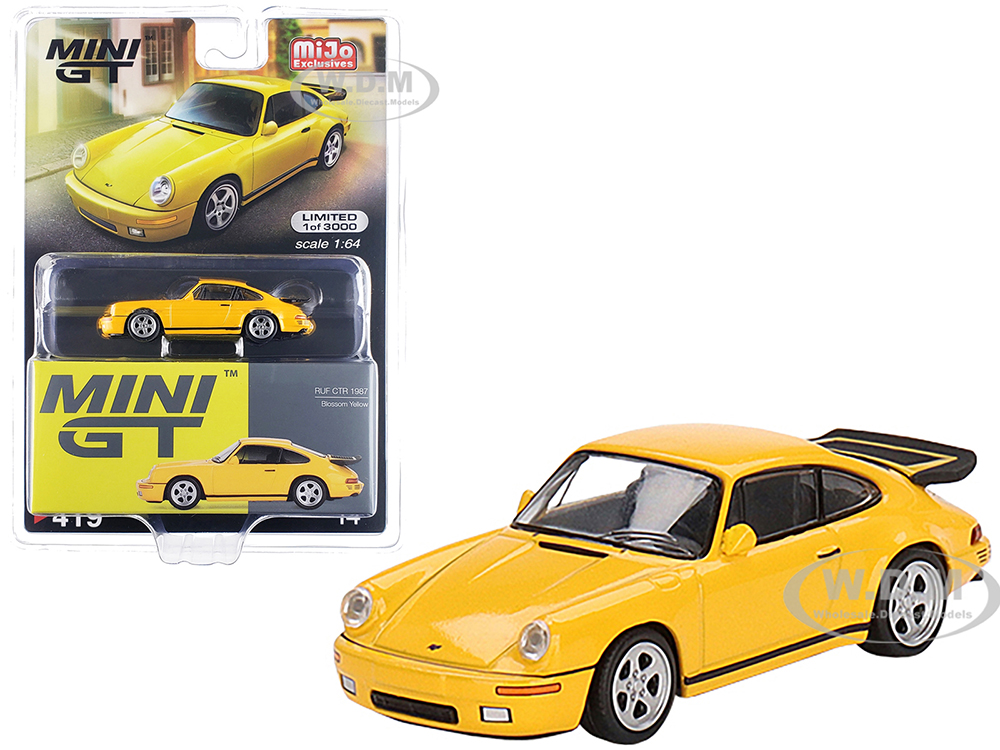 1987 RUF CTR Blossom Yellow with Black Stripes Limited Edition to 3000 pieces Worldwide 1/64 Diecast Model Car by True Scale Miniatures
