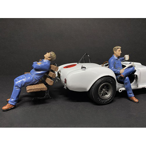 Sitting Mechanics 2 piece Figurine Set for 1/18 Scale Models by American Diorama
