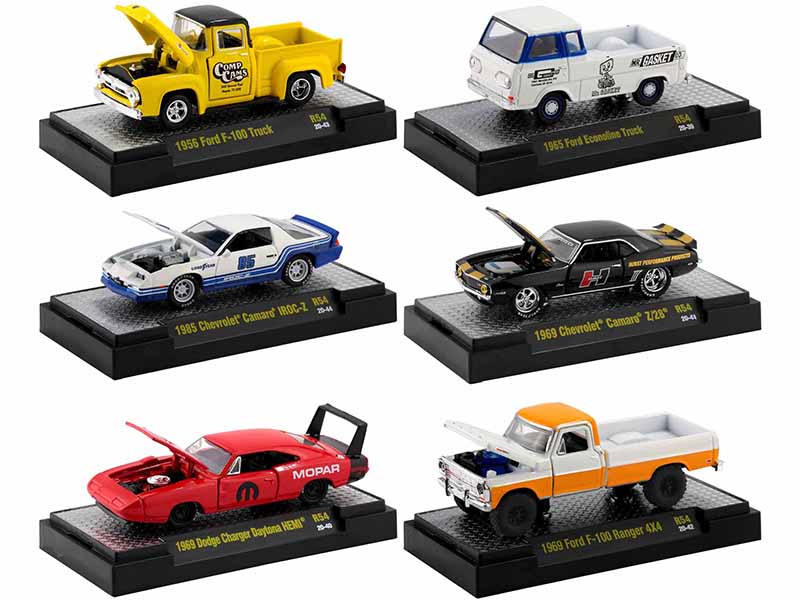"Auto Meets" Set of 6 Cars IN DISPLAY CASES Release 54 Limited Edition to 7980 pieces Worldwide 1/64 Diecast Model Cars by M2 Machines