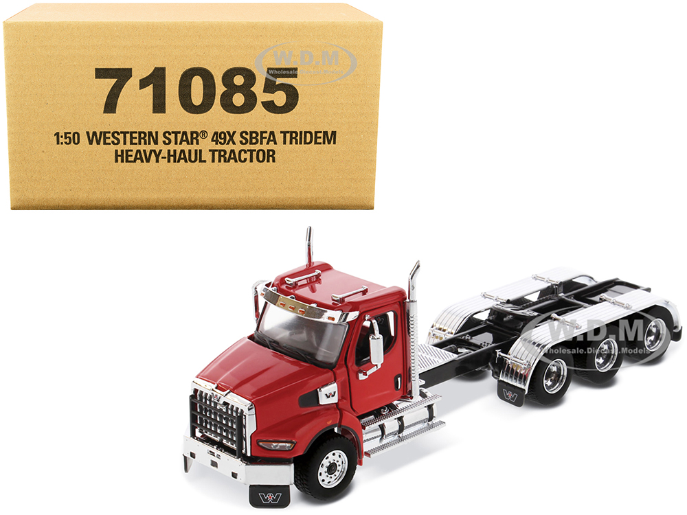 Western Star 49X SBFA Tridem Day Cab Heavy-Haul Truck Tractor Viper Red Transport Series 1/50 Diecast Model By Diecast Masters