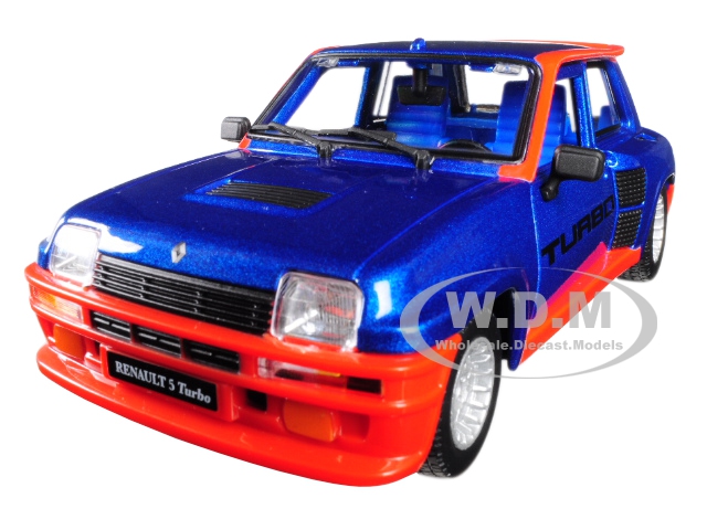 Renault 5 Turbo Metallic Blue with Red Accents 1/24 Diecast Model Car by Bburago