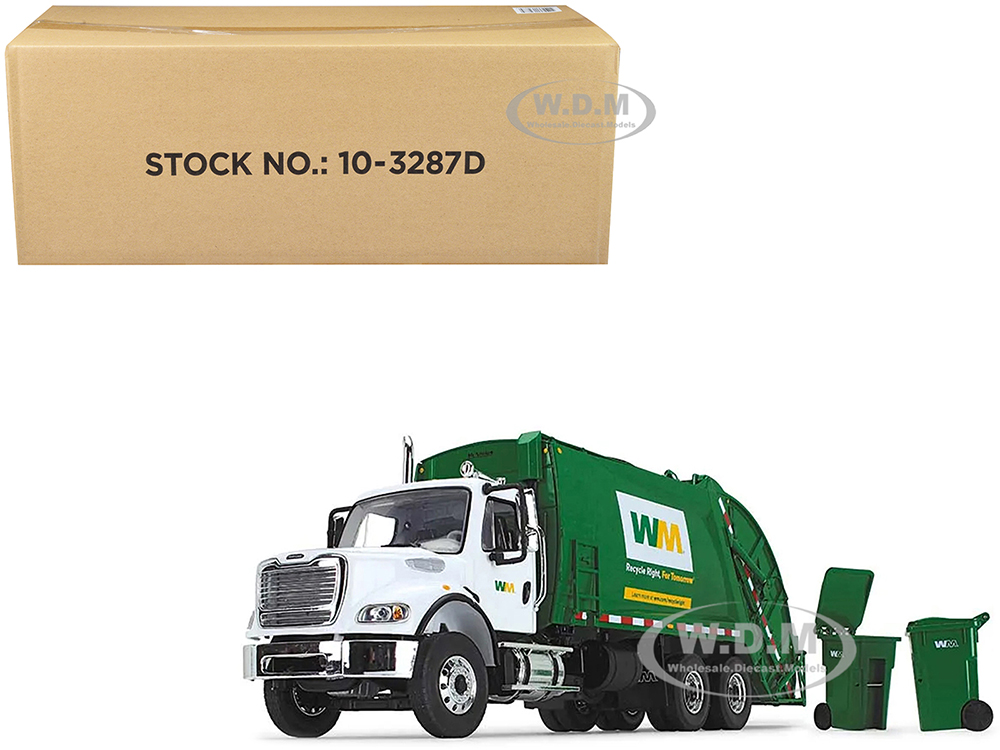 Freightliner M-2 with McNeilus Rear Loader Garbage Truck Waste Management with Garbage Bins 1/34 Diecast Model by First Gear