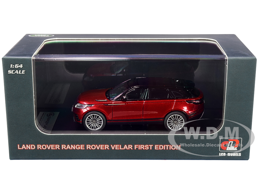 Land Rover Range Rover Velar First Edition with Sunroof Red Metallic and Black 1/64 Diecast Model Car by LCD Models