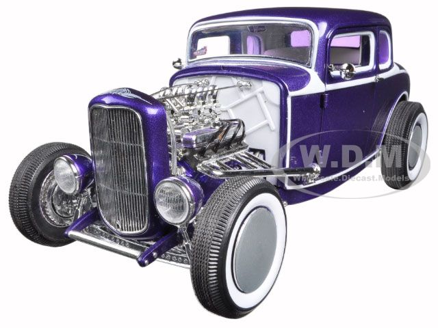 1932 Ford 5 Five Window Coupe Purple Release 4 Grand National Deuce Series Limited To 996pc. 1/18 Diecast Car Model By Acme