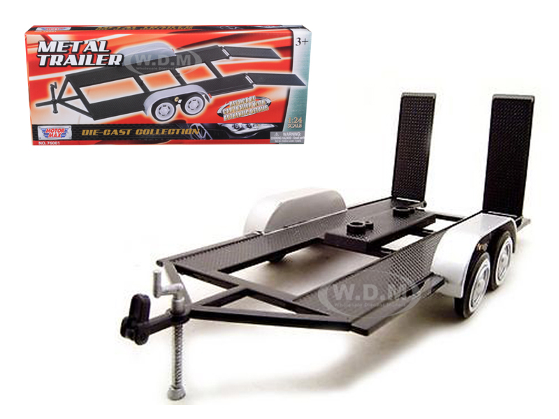 Diecast Tandem Car Trailer Black for 1/24 Scale Models by Motormax