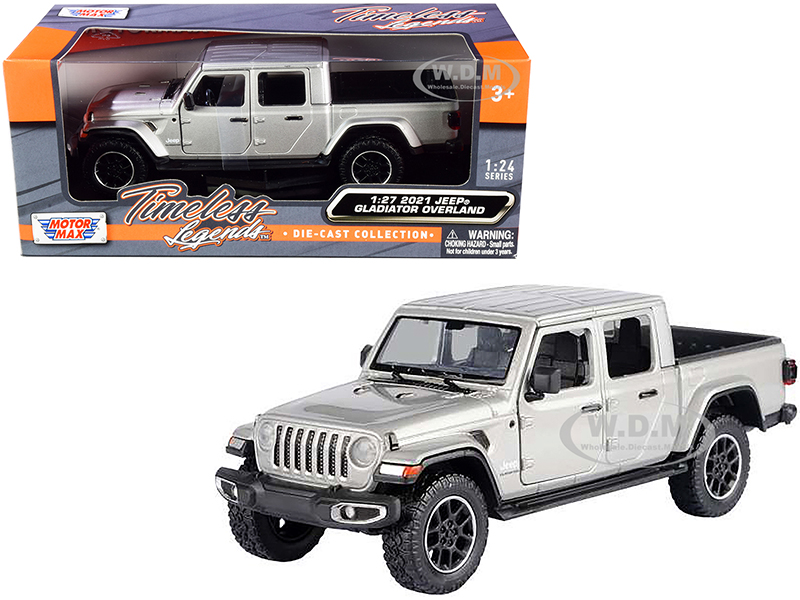 2021 Jeep Gladiator Overland (Closed Top) Pickup Truck Silver Metallic 1/24-1/27 Diecast Model Car by Motormax