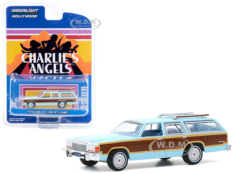 1979 Ford LTD Country Squire Light Blue with Wood Grain Paneling Charlies Angels (1976-1981) TV Series Hollywood Series Release 29 1/64 Diecast Model Car by Greenlight