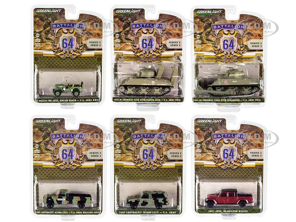 "Battalion 64" Set of 6 pieces Release 2 1/64 Diecast Model by Greenlight