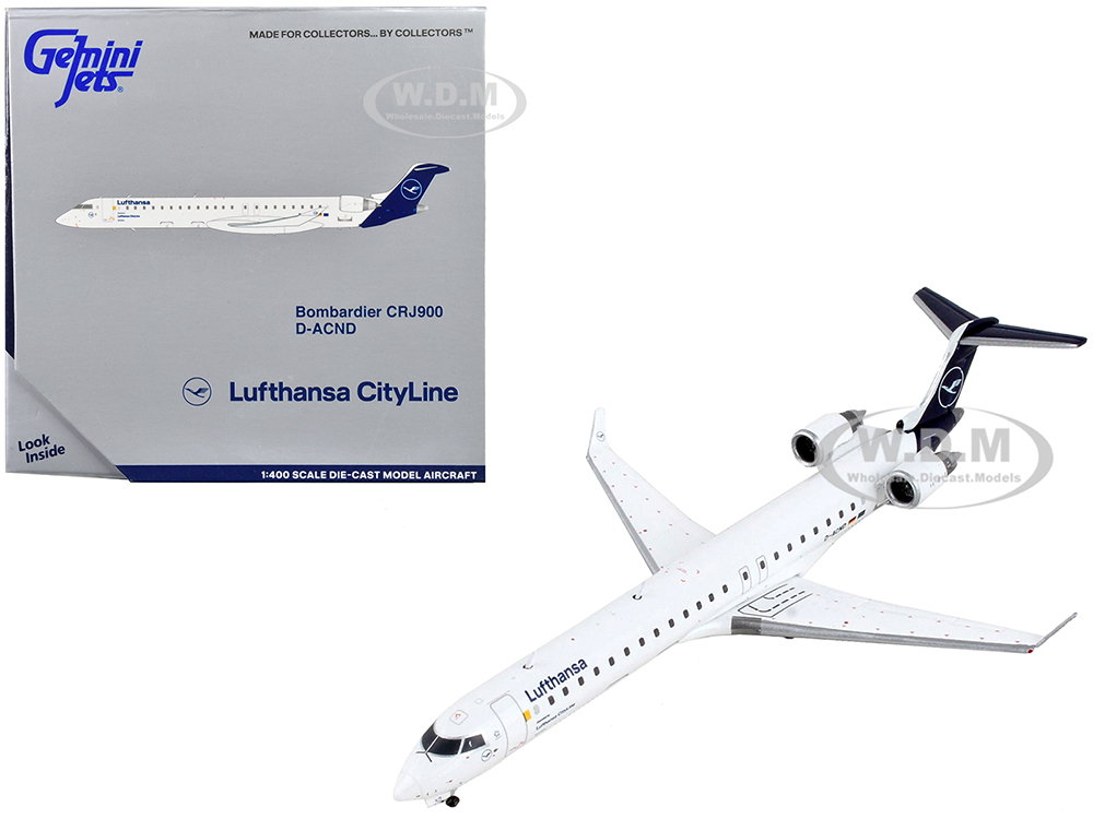 Bombardier CRJ900 Commercial Aircraft Lufthansa White with Dark Blue Tail 1/400 Diecast Model Airplane by GeminiJets