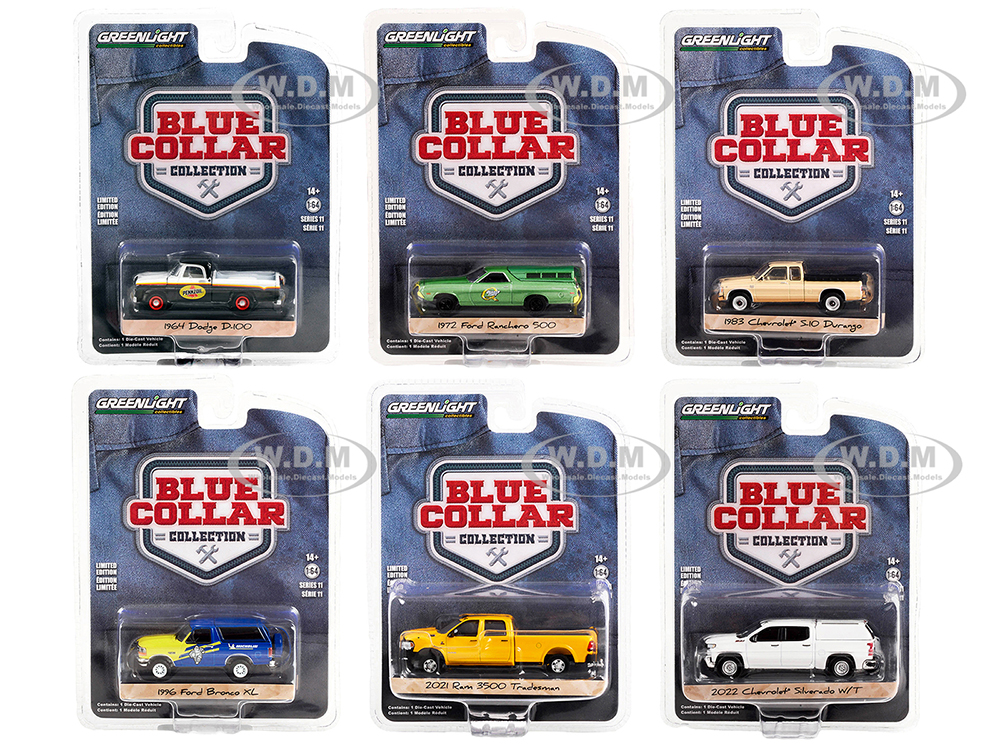 "Blue Collar Collection" Set of 6 pieces Series 11 1/64 Diecast Model Cars by Greenlight