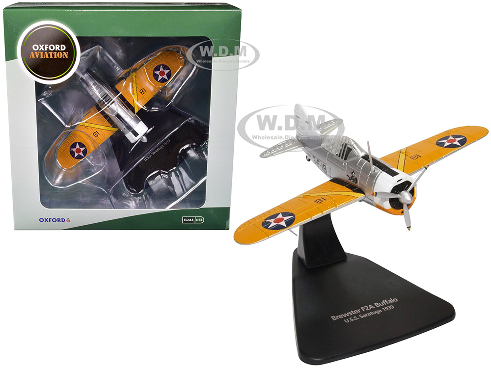 Brewster F2A Buffalo Fighter Aircraft "USS Saratoga" (1939) "Oxford Aviation" Series 1/72 Diecast Model Airplane by Oxford Diecast