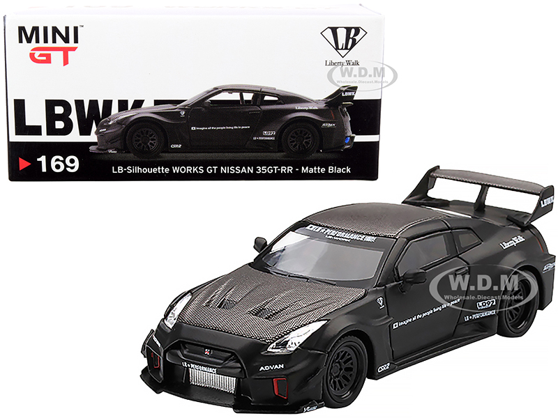 Image of Nissan 35GT-RR Ver. 1 LB-Silhouette WORKS GT RHD (Right Hand Drive) Matt Black and Carbon 1/64 Diecast Model Car by True Scale Miniatures