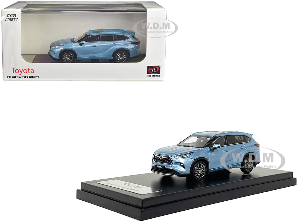 Toyota Highlander Moondust Blue Metallic with Sunroof 1/64 Diecast Model Car by LCD Models