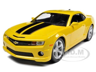 2010 Chevrolet Camaro SS RS Yellow with Black Stripes 1/18 Diecast Model Car by Maisto