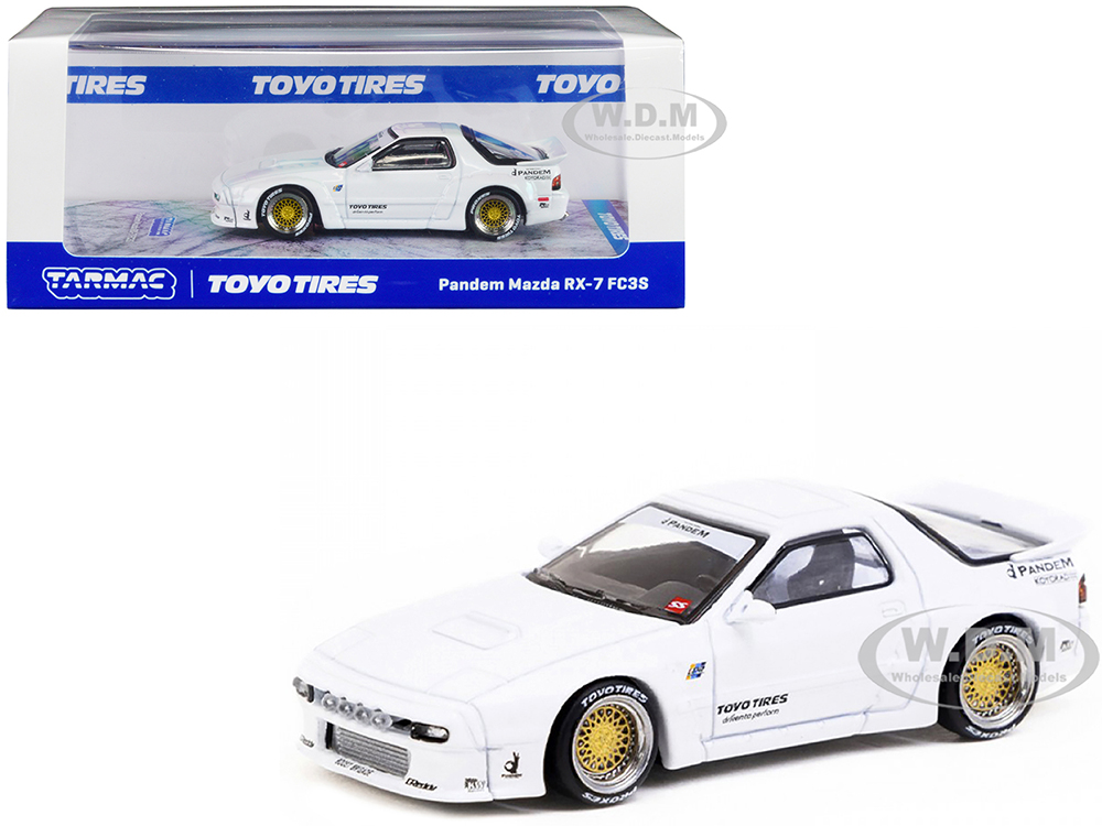 Mazda RX-7 FC3S "Pandem" White "Toyo Tires" "Road64" Series 1/64 Diecast Model Car by Tarmac Works
