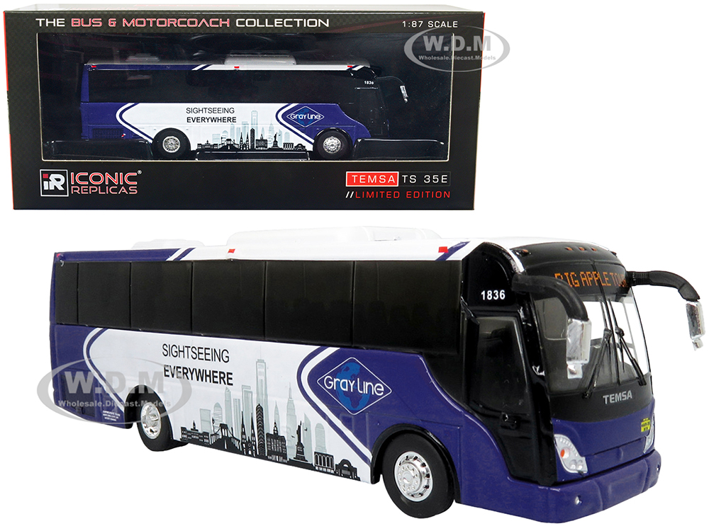 TEMSA TS 35E Bus New York City Gray Line "Sightseeing Everywhere - Big Apple Tour" "The Bus &amp; Motorcoach Collection" 1/87 Diecast Model by Iconic
