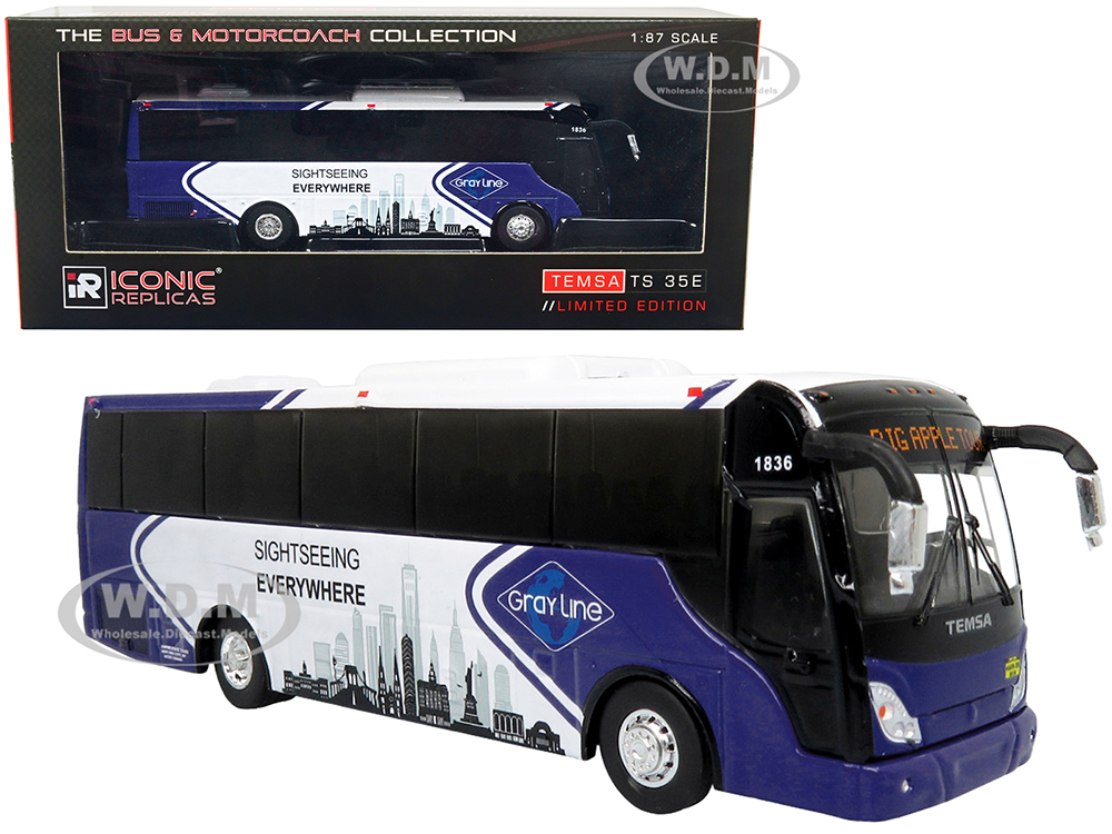 TEMSA TS 35E Bus New York City Gray Line Sightseeing Everywhere - Big Apple Tour The Bus & Motorcoach Collection 1/87 (HO) Diecast Model by Iconic Replicas