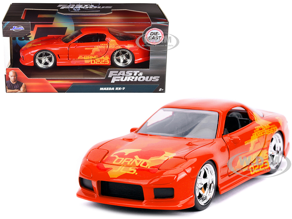 Orange Julius Mazda RX-7 Orange Metallic with Graphics Fast &amp; Furious Series 1/32 Diecast Model Car by Jada