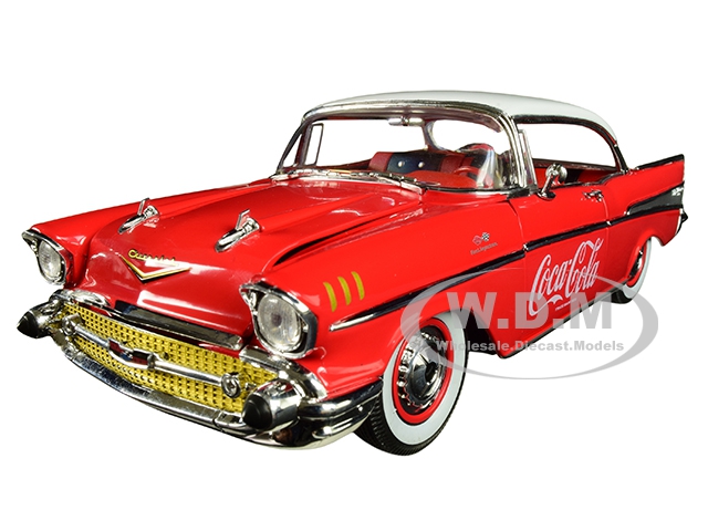 Image of 1957 Chevrolet Bel Air Hardtop "Coca-Cola" Red Limited Edition to 9600 pieces Worldwide 1/24 Diecast Model Car by M2 Machines