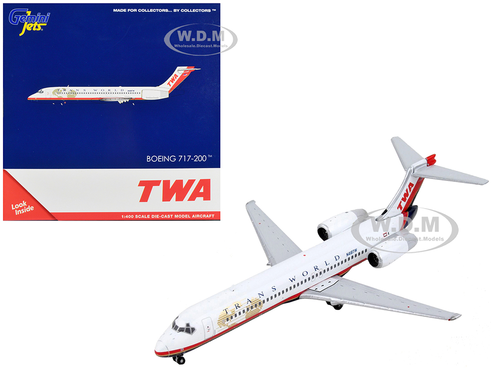 Boeing 717-200 Commercial Aircraft Trans World Airlines White with Red Stripes 1/400 Diecast Model Airplane by GeminiJets