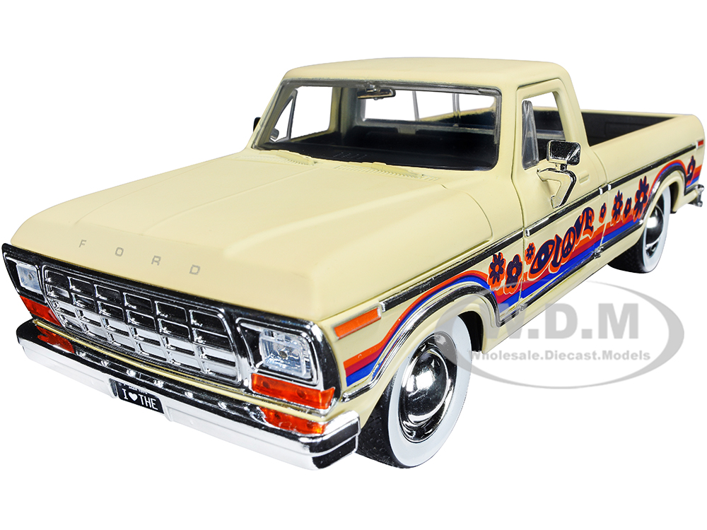 1979 Ford F-150 Pickup Truck Cream with Graphics "I Love the 70s" Series 1/24 Diecast Model Car by Jada